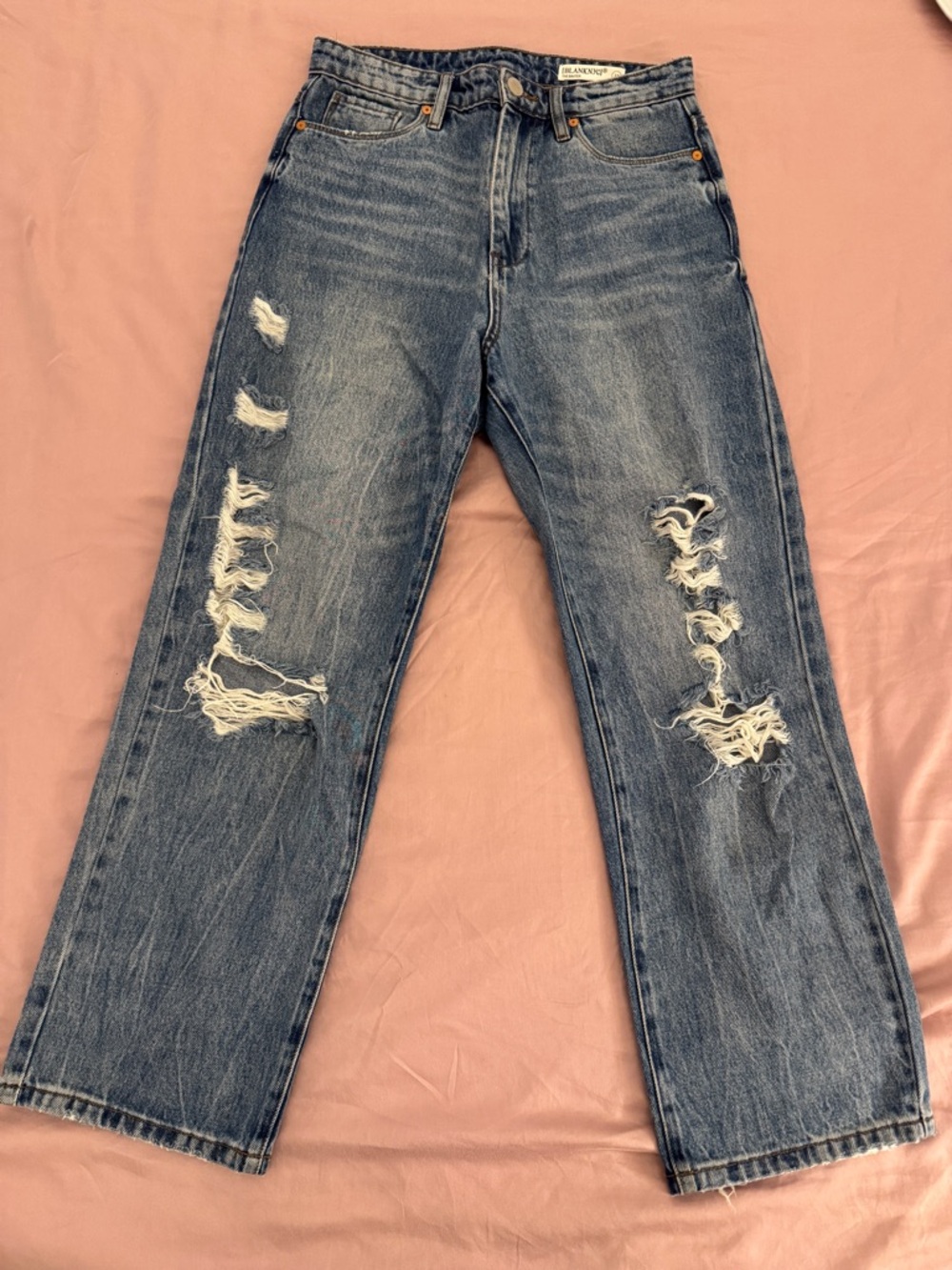 Blank NYC Medium Blue Distressed Flare Jeans